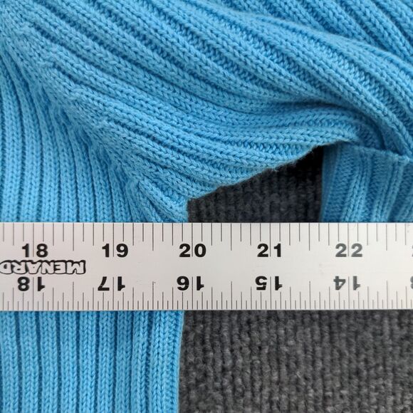 The Quacker Factory Sweater Womens Large Blue Full Zip Ribbed Knit Short Sleeve - Picture 12 of 12